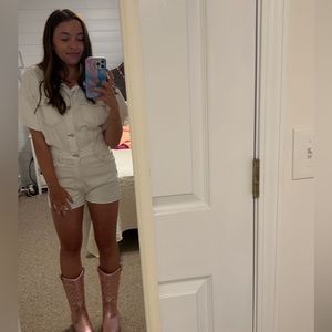Zara white denim romper- XS